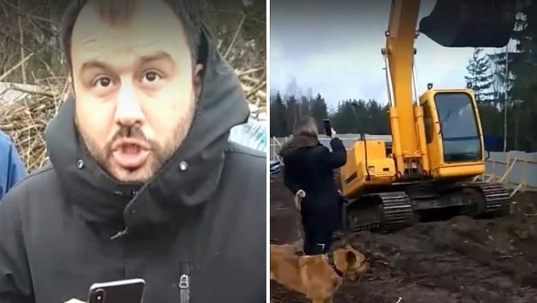Застройщик направил экскаватор на защитников парка «Каменный бор» в Петрозаводске