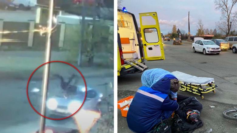 В Петрозаводске велосипедист перелетел через капот от удара с машиной