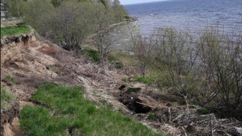 Следственный комитет России выясняет причину обрушения берега Онежского озера в деревне Каскесручей 
